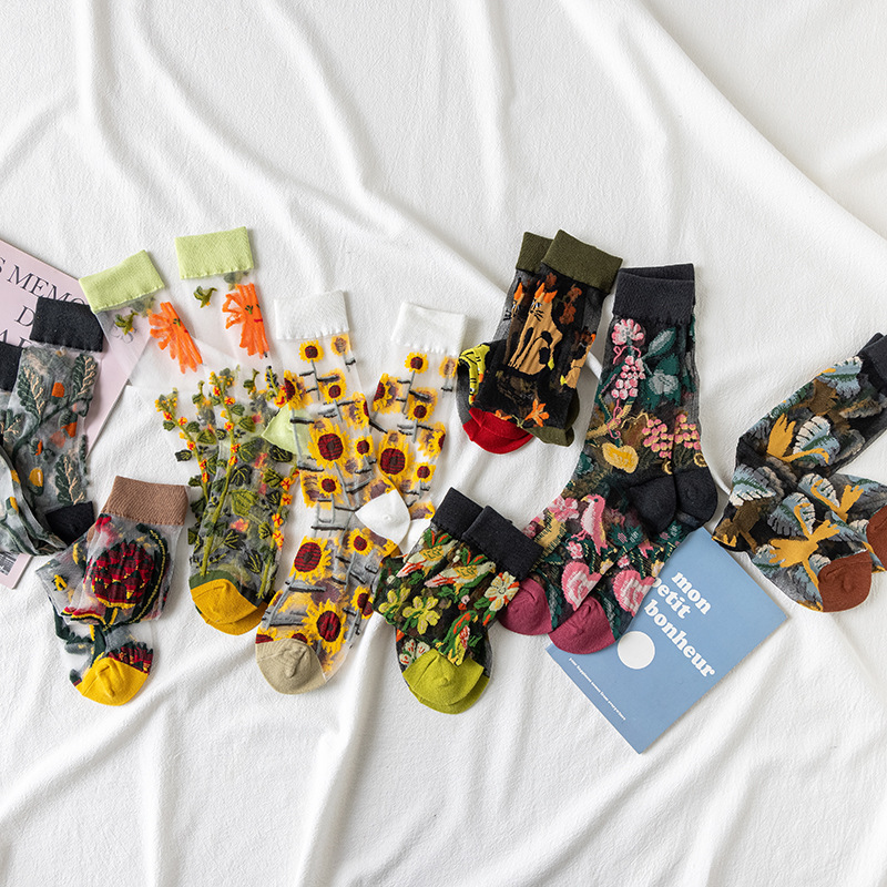 1/4 Pairs Retro Flower Women G - Silk Sock Bamboo recension och pris