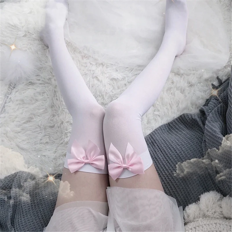 Sexy Women's Hosiery Pink Bow  - Thigh High Sock Stay Up recension och pris