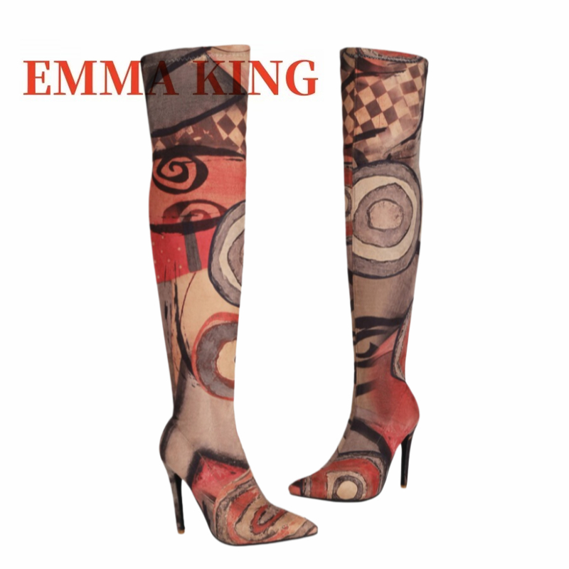 Women's Art Print Thigh High B - Knee High Sock Women recension och pris